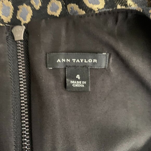 Ann Taylor Sleeveless Sheath Dress 4 Black Metallic Animal Print Zipper Lined - Picture 7 of 7